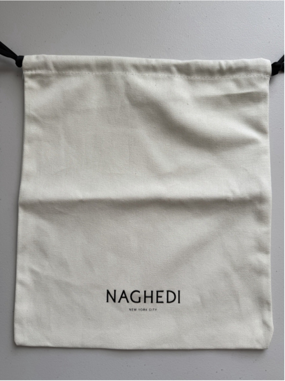 Authentic Naghedi New York City Drawstring Dust Bag Cream Canvas Storage Pouch